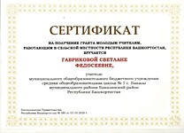 Грант молодым учителям в сельской местности,2020